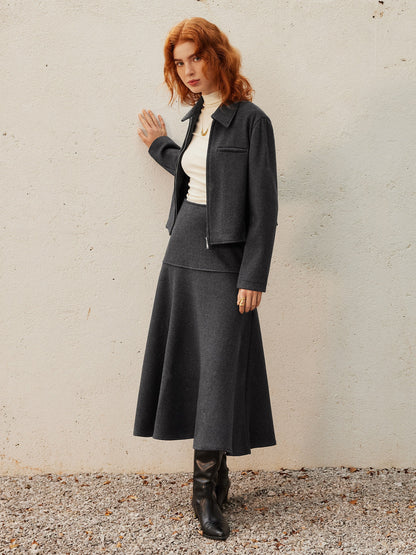 Ausgestellter Maxirock in Wolloptik