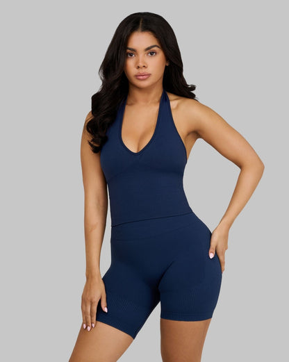 Elevate™ Sculpting Seamless Halterneck Top | Midnight Navy