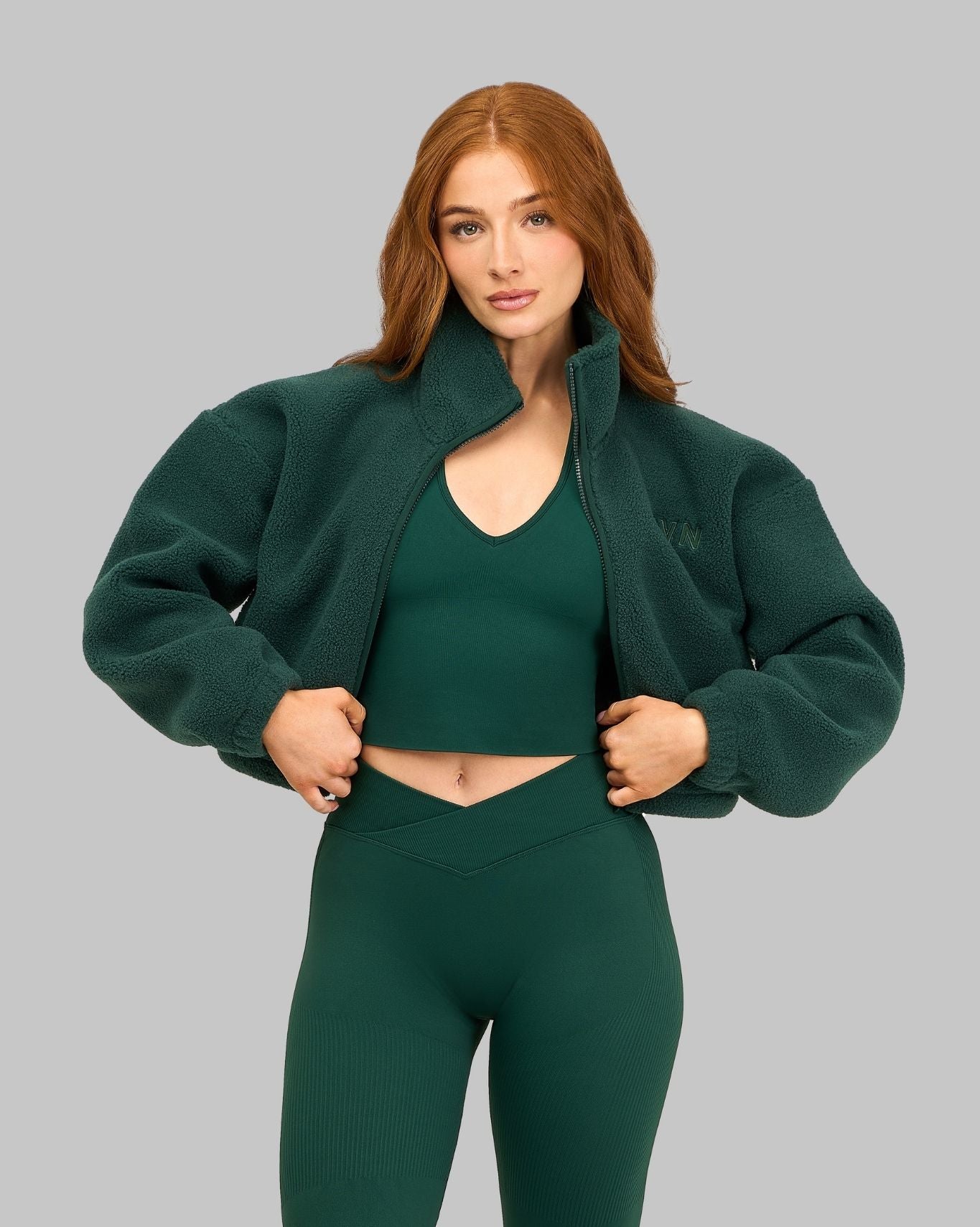 Essential Teddy Fleece Jacket | Pine Green