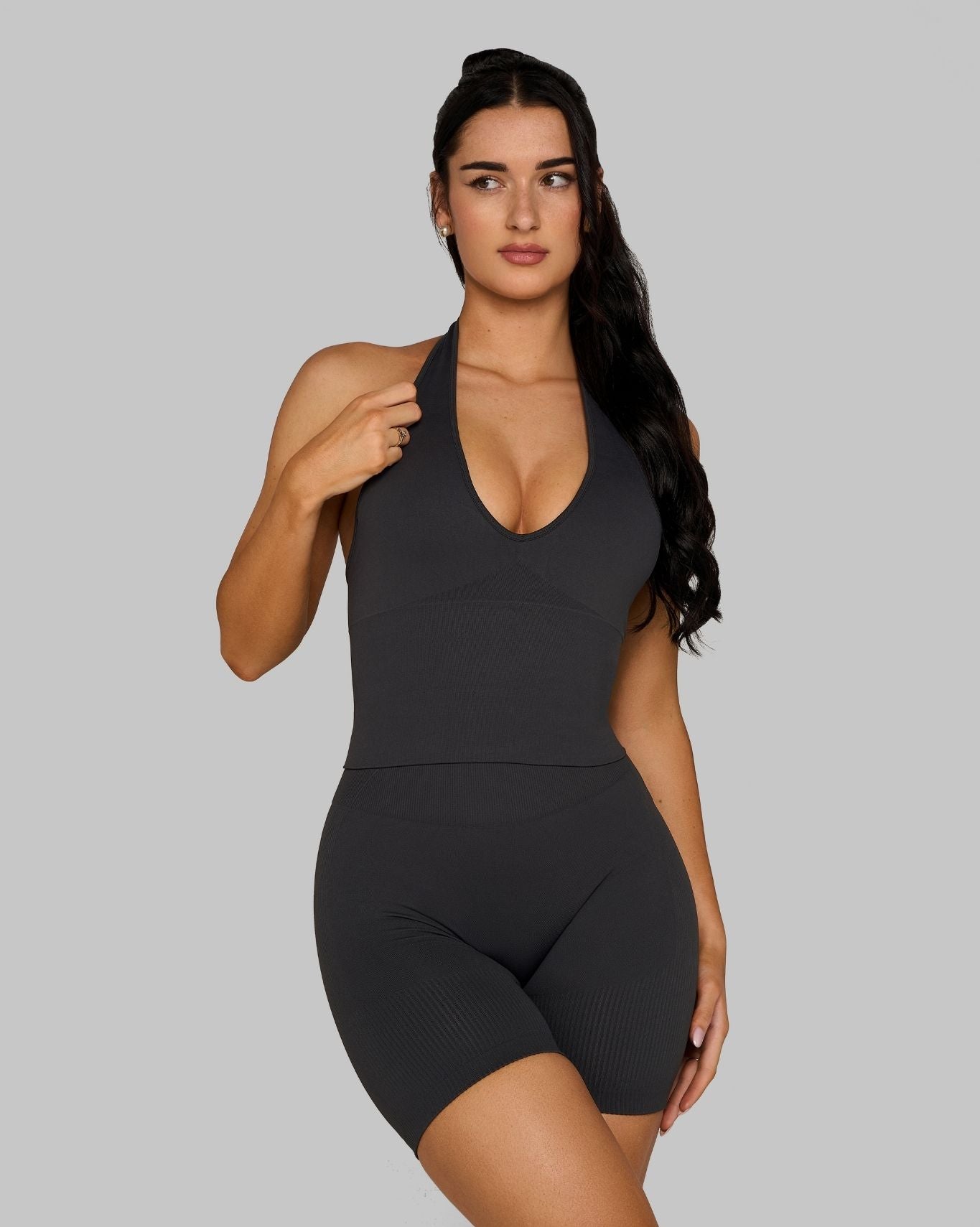 Elevate™ Sculpting Seamless Halterneck Top | Charcoal Grey