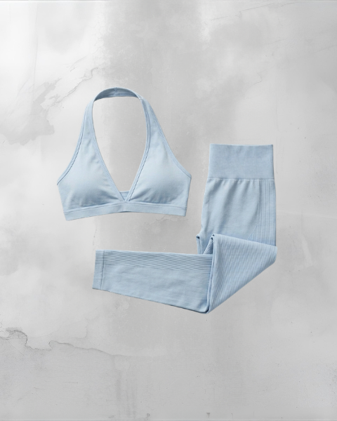 Elevate™ Sculpting Seamless V-Neck Halter Bra | Blue Haze