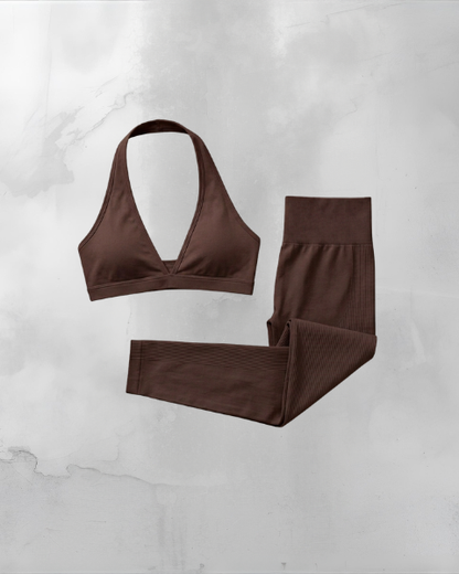 Elevate™ Sculpting Seamless V-Neck Halter Bra | Coffee