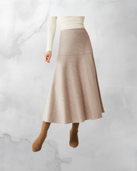 Ausgestellter Maxirock in Wolloptik